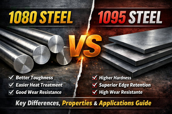1080 steel vs 1095 steel comparison chart showing hardness, toughness and properties of high carbon steels