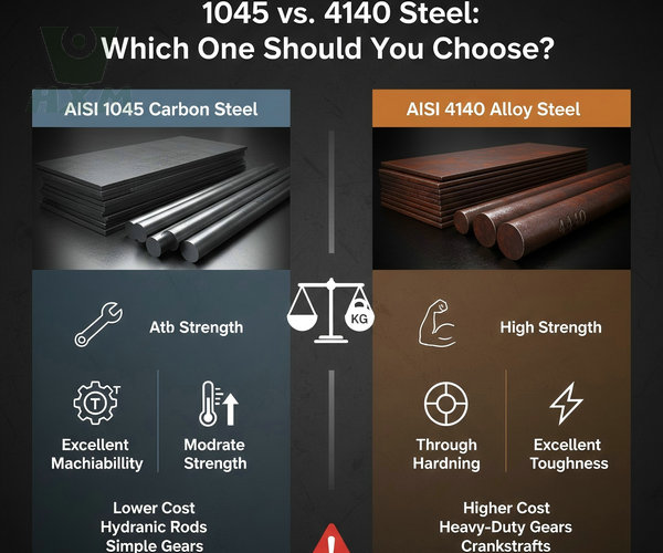 Comparison chart of AISI 1045 carbon steel vs 4140 alloy steel plates and round bars - Huaxiao Metal
