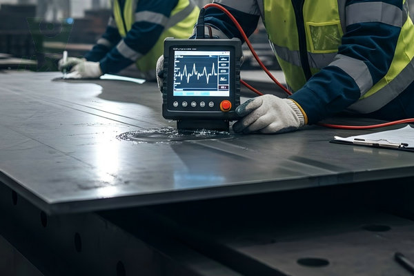 Ultrasonic testing (UT) for Q345B Z25 steel plate quality control.