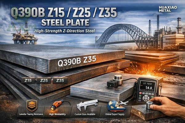 Q390B Z15 Z25 Z35 steel plate with UT testing equipment and heavy structural applications, Huaxiao Metal Z-direction steel supplier