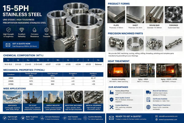 15-5 PH stainless steel technical specifications and aerospace application overview - Huaxiao Metal