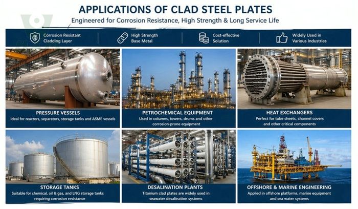 clad steel plate used for pressure vessels heat exchangers petrochemical plants and offshore platforms