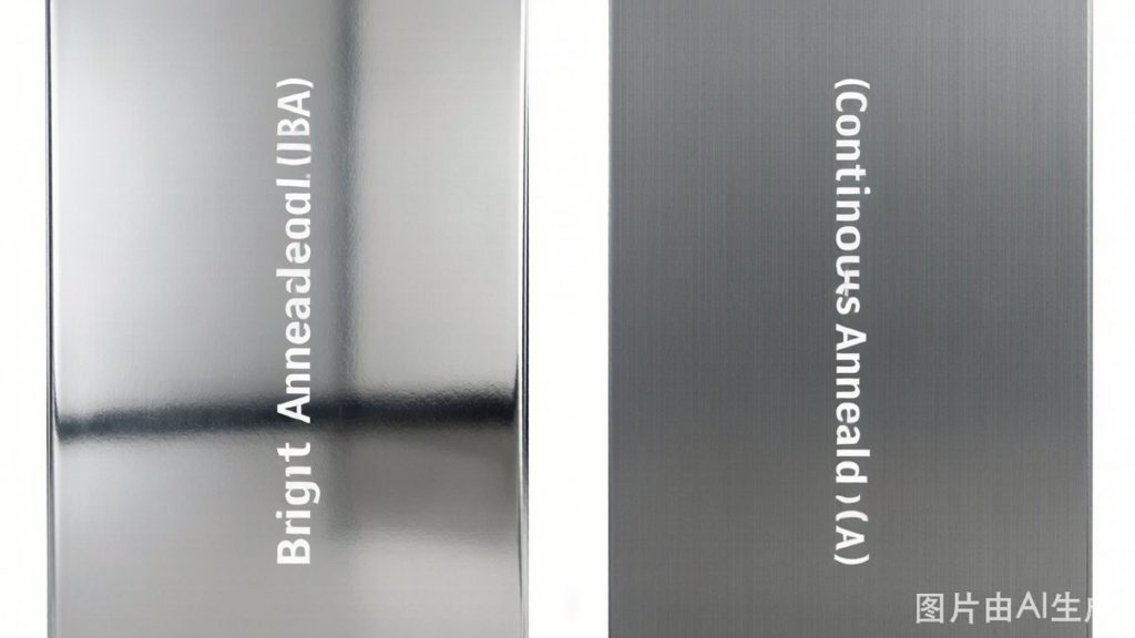 BA tinplate coil with bright finish and CA tinplate coil with consistent surface compared side by side for can-making production line selection
