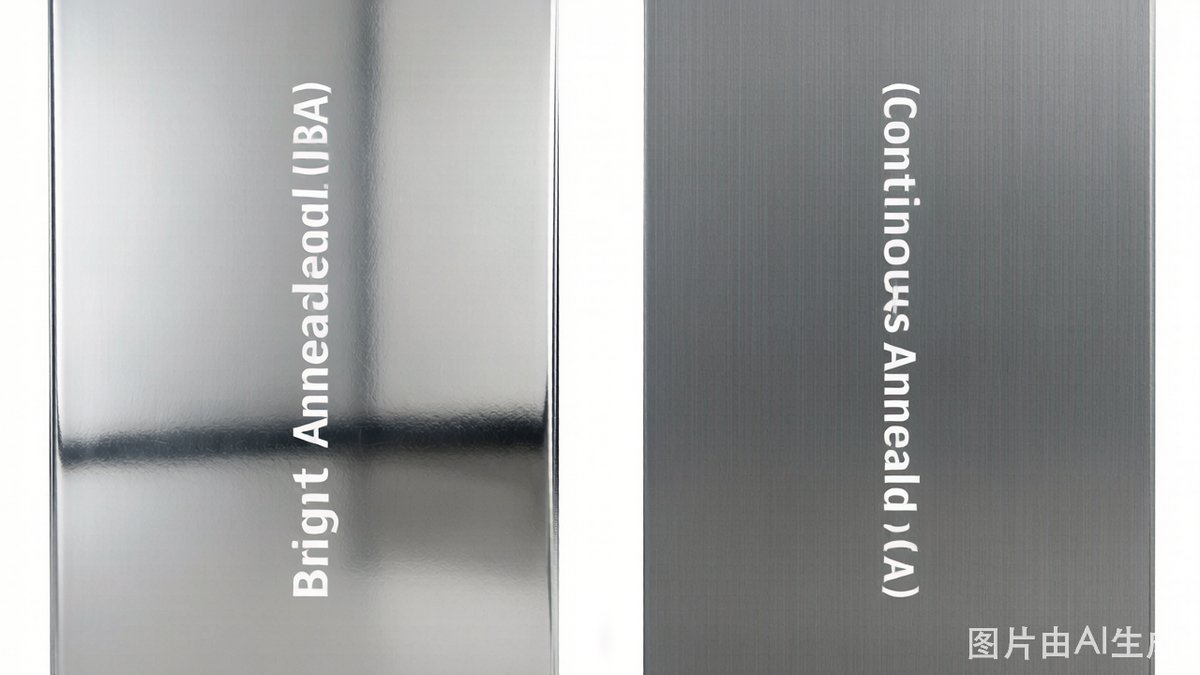 BA tinplate coil with bright finish and CA tinplate coil with consistent surface compared side by side for can-making production line selection